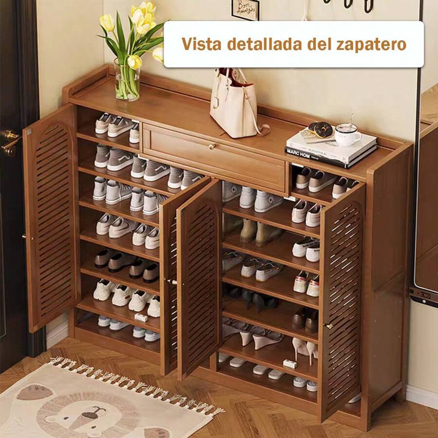 FENGSUN Multi-Level Integrated Shoe Cabinet Of Moderate Luxury - Brown - View 1