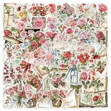 50 piezas Pegatinas transparentes 2D con diseño floral y de letras, pegatinas estéticas de dibujos animados adecuadas para botellas de agua, guitarras, equipaje, fundas de teléfono, portátiles, patinetas, suministros de scrapbooking, regalos - A - Ver 1