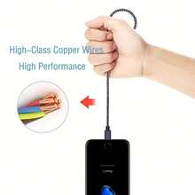 黑色快速充电线，复活节、春季和夏季的理想礼物，兼容 17/16/15/14 系列。 - 黑色 - 查看 3