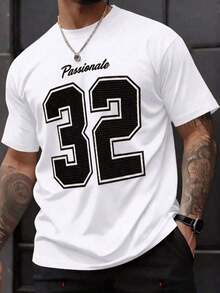 Camiseta de manga corta con cuello redondo y diseño sencillo para hombres - Blanco - Ver 1