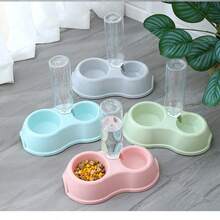 Máy cấp nước tự động cho thú cưng, bát đựng nước đôi bằng nhựa cho mèo (cả nước và thức ăn), đồ dùng cho thú cưng, bát cho chó, bát đựng thức ăn đôi cho mèo và chó, máy cấp nước cho chó. - Nhiều màu - Xem 7