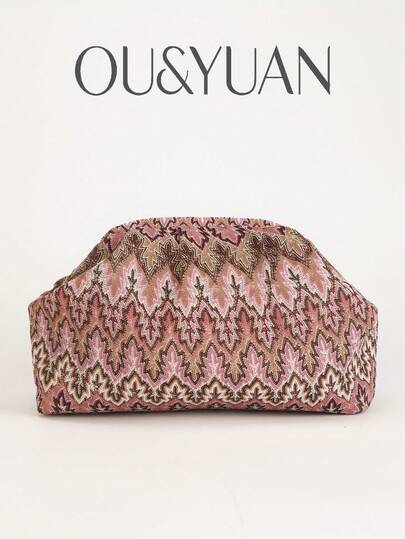 Ví cầm tay in họa tiết cổ điển OUYUAN dành cho nữ, túi xếp ly phong cách Bohemian, túi cao cấp sang trọng với khóa cài tiện lợi, túi đi biển mùa hè. Thích hợp cho trang phục thường ngày, các bữa tiệc, du lịch, tiệc chiêu đãi. Một món quà tinh tế dành cho gia đình, bạn bè và người yêu.