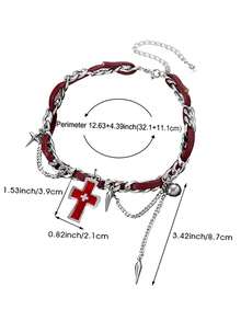 1 pieza Collar de cuero sintético estilo punk dulce, con decoración de borla en forma de cruz popular, estilo punk femenino estilo Y2K, cadena de cintura decorativa de alta calidad, accesorios de cadena de cintura de jeans estilo hip-hop, adecuado tanto para hombres como para mujeres, encanto de bolso, llavero, regalo de cumpleaños, regalos de boda, regalos de vacaciones, regalos de fiesta, recuerdos de eventos, regalos para amigos fuera del campus - Multicolor - Ver 8