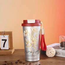 1pc 17.6oz (500ml) Coffee Travel Mug With Straw And Dual-Purpose Flip Lid, Double-Wall Vacuum Insulated Coffee Cup, Leak-Proof Thermal Tumbler, 316 Stainless Steel & Ceramic Lining, Non-Slip Handle, Heat-Resistant, Unisex, Suitable For Office, Home, School, Driving, Camping And More - Multicolor - View 16