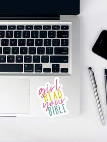 Pegatina "Niña, tu Biblia" con estética, calcomanía de fe cristiana linda para laptop y Kindle, tipografía motivacional colorida, regalo religioso para mujeres y adolescentes - Multicolor - Ver 5