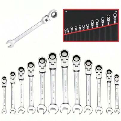 12 piezas Llave de trinquete DIY de 180° con 72 dientes, llave métrica ahorradora de trabajo, llave asequible, herramientas domésticas, herramientas manuales, herramientas de reparación de automóviles