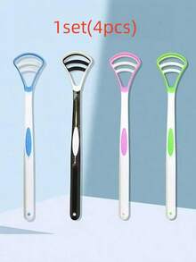 1 Bộ (Xanh dương + Đen + Hồng + Xanh lá cây) Dụng cụ làm sạch lưỡi cầm tay dành cho người lớn, nhẹ nhàng làm sạch mảng bám trên lưỡi cho hơi thở thơm mát, nhỏ gọn và dễ dàng mang theo trong túi quần hoặc túi xách. - Nhiều màu - Xem 12