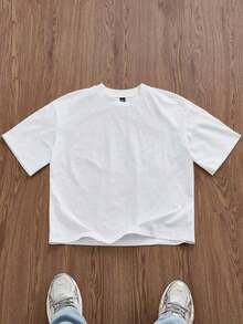 Camiseta Corta Blanca de Corte Cuadrado para Hombre, Talla Estándar, SWAVVY, Verano - Blanco - Ver 7