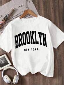 Girls' Printed Crew Neck T-Shirt - White - View 2