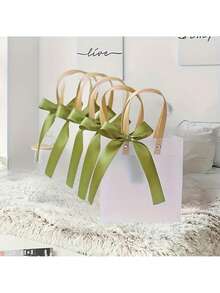 6 túi quà PVC mờ trong suốt kèm nơ ruy băng satin màu xanh ô liu, túi đựng quà tối giản, thích hợp cho sinh nhật, đám cưới, tiệc cô dâu, quà cảm ơn và các bữa tiệc ngày lễ. - Nhiều kiểu dáng - Xem 7