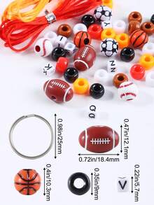 Sports Keychain Making Kit, Sport Ball Beads For Jewelry Making, DIY Baseball Basketball Football Soccer Bead Keychain Craft, Sport Party Favor Gift - DIY Making - View 4