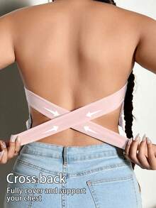 Plus Size Women's Side Buckle Wireless Bra, Breathable Non-Slip Supportive Seamless Everyday Bra - Baby Pink - View 6