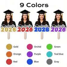 Personalized Graduation Face Photo Hand Fan, One-Side Custom Big Head Fan With Your Photo Name, Fun Face Cardboard Cutout Graduates Decoration Gifts For 2026 Graduating High School And College Student - Multicolor - View 4