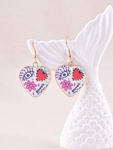 1 Pair Devil's Eye & Heart Flower Dangle Earrings, Party Jewelry Decoration For Women - Multicolor - View 6