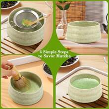 Juego de té matcha japonés, juego de té matcha japonés tradicional, también se puede regalar a amigos o colegas - Estilo aleatorio - Ver 3
