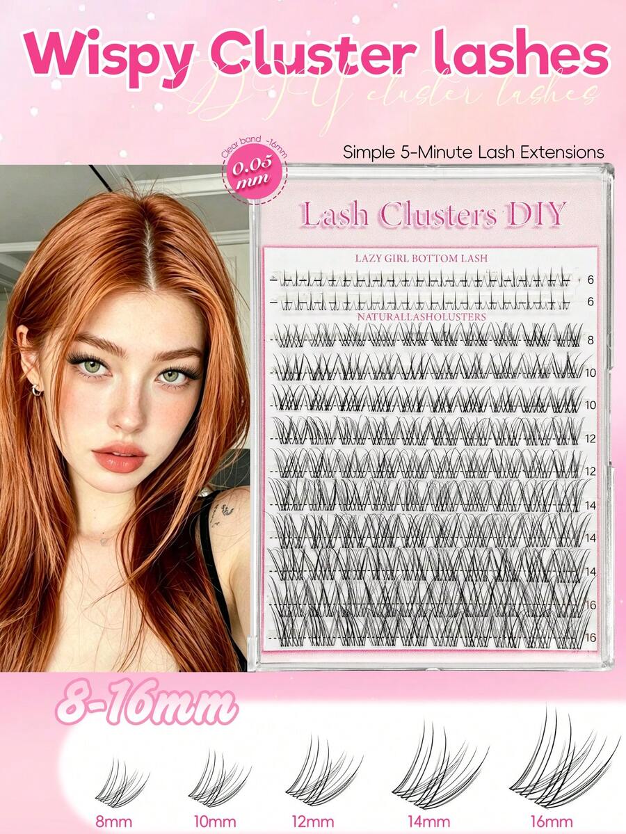 Bộ 140 sợi mi giả D-Curl tự nhiên, dài 8-16mm, đế 6mm, chùm mi dày tự nhiên D-Curl - Bộ nối mi tự làm đa dạng, dải mi vô hình.