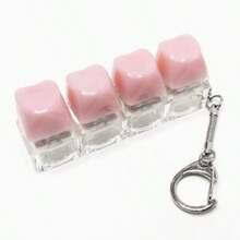 4 buah Keycap berbentuk hati warna Pink & Putih, Gantungan Kunci - MultiWarna - View 8