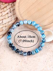 Bohemia Blue Fire Agate Beaded Bracelet For Women Men, Mental Clarity & Focus, Enhancing Determination Boosting, Energy Healing Spiritual Jewellery For Daily Wear - Multicolor - View 5