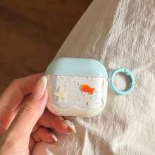 Fashionable Creative Transparent Goldfish & Star + Hoop Earphone Case Suitable Compatible With Airpods Pro 3, New Pro 2, Cute Apple 4 Minimalist 3, Personalized 1/2 Earphone Case For Women - Light Blue - View 3