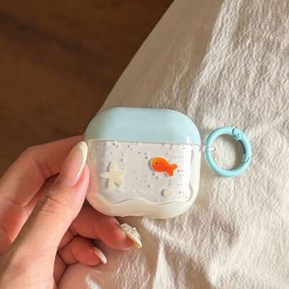 Fashionable Creative Transparent Goldfish & Star + Hoop Earphone Case Suitable For AirPods Pro 3, New Pro 2, Cute Apple 4 Minimalist 3, Personalized 1/2 Earphone Case For Women