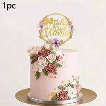 Bộ 1/3/6 chiếc phụ kiện trang trí bánh kem hình hoa bằng acrylic với chữ "Feliz Dia Mama" (Ngày của Mẹ), thích hợp để trang trí bánh kem trong bữa tiệc Ngày của Mẹ. - Nhiều màu - Xem 16