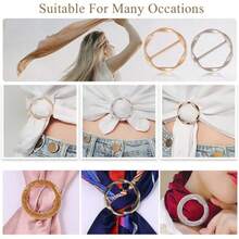 9pcs Women's T-Shirt Clips, Knotted Buttons, Fashion Metal Round Buttons, Circular Silk Scarf,Holiday,Travel Essential - Multicolor - View 6