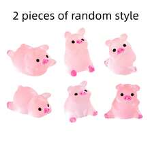 Glow In The Dark Cute Pink Pig Figurines, Mini Resin Pig Miniatures With Multiple Adorable Styles (Swimming, Sitting, Rafting, Lying), Waterproof Luminous Pig Ornaments With Frosted Matte Texture, Durable Resin Statues For DIY Micro Landscape - One Size - View 7