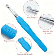 44pcs Ergonomic Crochet Hook Set, Includes 2-10mm Soft Rubber Handle Hooks, Knitting Stitch Markers, Knitting Needles, Measuring Tape, Comfortable Knitting DIY Tools - AND Style - View 3