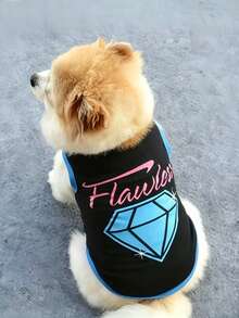 8 Cute Pet Summer Clothes, Breathable And Comfortable Polyester Woven Vest, Letter Print Thin T-Shirt, Suitable For Small And Medium Dogs And Cats - Multicolor - View 3