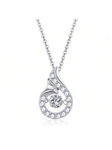 Mặt dây chuyền hình giọt nước thanh lịch và sang trọng, với viên đá zirconia tổng hợp có thể di chuyển, được làm từ chất liệu bạc 925 ít gây dị ứng, phù hợp để đeo hàng ngày, dự tiệc, du lịch, hẹn hò, lễ hội, và cũng là một món quà tuyệt vời. - Bạc - Xem 11