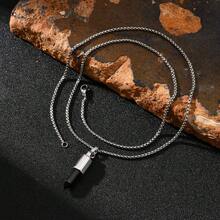 男士简约几何六边形切割黑色玛瑙虎眼石吊坠项链，单件装，黑色、棕色、金色、银色可选。 - 2227 - 查看 5