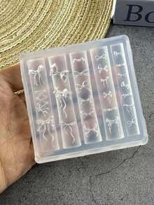 2件套优雅蝴蝶结硅胶美甲模具，配双头硅胶雕刻笔，可爱蝴蝶结丝带3D雕刻模板，凝胶印花模板，日式可爱美甲配件 - 彩色 - 查看 6