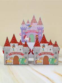 6个童话城堡主题生日礼盒，公主派对礼品盒，生日礼物包装用品，生日礼物装饰，糖果盒，婴儿派对装饰，派对礼品，生日礼物，生日派对用品 - 生日城堡 - 查看 9