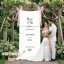 Decoración de fondo personalizada con texto minimalista para fiesta, pancarta para despedida de soltero, decoración para fiesta de boda, pancarta de bienvenida de estilo bohemio para boda - Multicolor 1 - Ver 2
