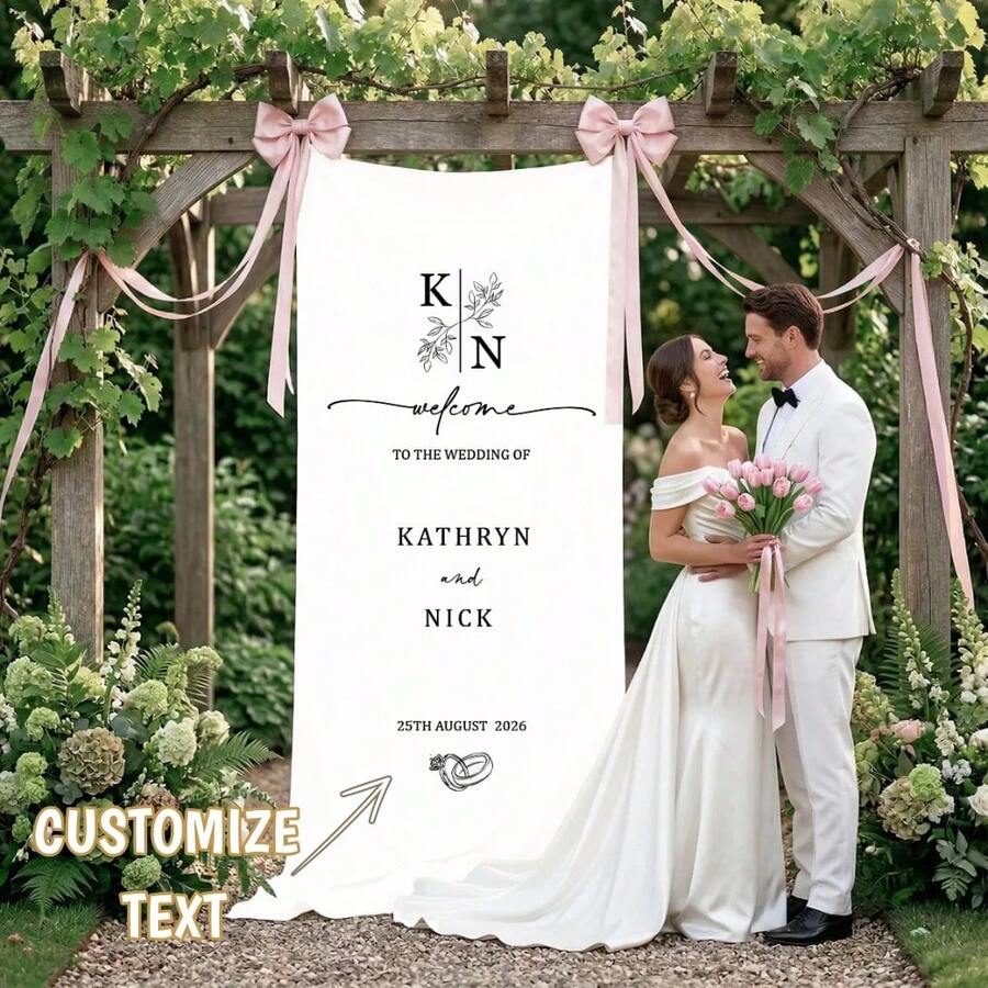 Decoración de fondo personalizada con texto minimalista para fiesta, pancarta para despedida de soltero, decoración para fiesta de boda, pancarta de bienvenida de estilo bohemio para boda