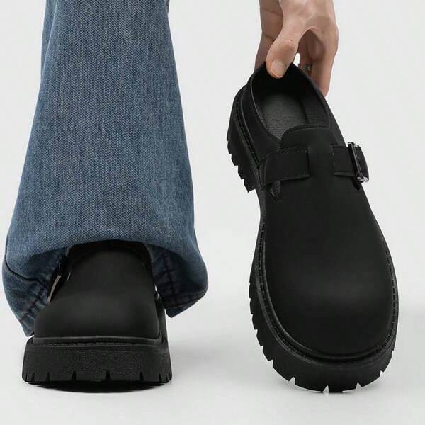 2026 New Summer Casual Retro Versatile Men's Slip-On Mules, Closed Toe Thick Sole Backless Slippers, Big Size 46