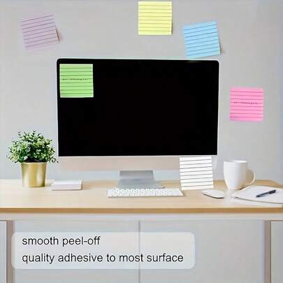 1 tập giấy ghi chú dính 4 màu sọc dễ thương - Tập giấy ghi nhớ sáng tạo - Giấy ghi chú văn phòng phẩm - Giấy ghi nhớ có thể tháo rời dành cho học sinh - Tập giấy ghi nhớ văn phòng phẩm, dùng cho văn phòng, nhà, trường học, trò chơi cặp đôi, quà tặng tiệc tùng, Giáng sinh, Halloween, Lễ Phục sinh, Lễ Tạ ơn, tựu trường, quà sinh nhật