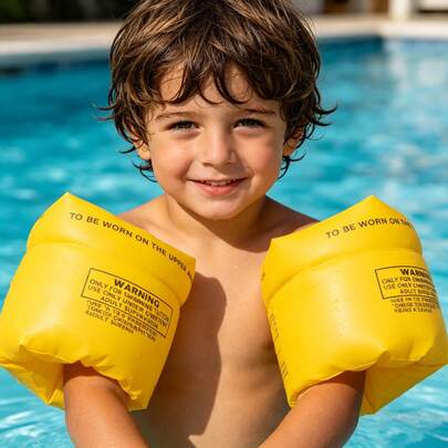 1个充气臂圈，PVC材质，复古图案，夏季泳池派对热门之选