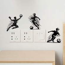 3CPS Wall Stickers ,Playing Football Switch Sticker,2D Printed , Suitable As A Gift For Switch Sticker , Creative Self-Adhesive , Suitable For Bedroom And Living Room, Bedroom - A - View 3