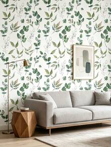 1 Roll Green Leaf Wallpaper, Bohemian Style Removable Design Wallpaper. Its Design Adopts A Modern Minimalist Self-Adhesive Style, Suitable For Cabinet Decoration, Bedroom Accent, Wall Panels With Removable Stickers, And Special Wall Surfaces Or Interior Decoration For The Entire Room. - Multicolor - View 6