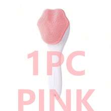Silicone Face Scrubber Exfoliating Brush, Manual Handheld Facial Cleansing And Blackhead Scrubber, Soft Bristles Waterproof For Face Skincare (Pink) - 粉色 - 查看 7