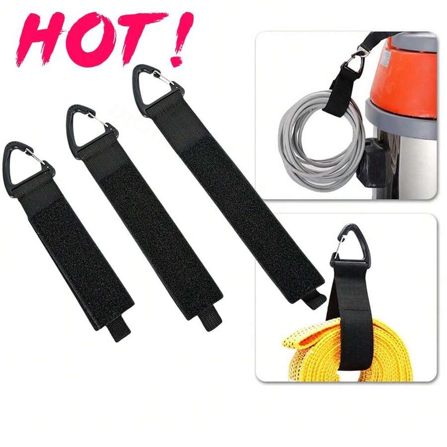 2 Packs,Multifunctional Outdoor Indoor Hanging Hook Strap, Strong Load Bearing Cord Wrap Organizer For Home Garden Garage,Heavy Duty Utility Hanging Straps With Carabiner, Reusable Adjustable Fasten Belt For Garden Hose, Cable, Rope, Equipment Storage, Garage & Home Organization, L240mm/9.45in
