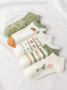 5 pasang kaus kaki motif bunga - MultiWarna - View 5