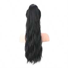WaveTrip Vacation-Inspired Women's Summer Clothing, 24-Inch Ombre Wavy Curly Clip-In Heat Resistant Synthetic Hair Extensions, Suitable For Ladies And Girls For Party And Daily Use - Black - View 9
