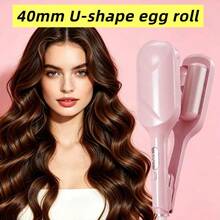 40毫米卷发棒，可打造海滩波浪卷发，美规插头，陶瓷三管深波浪卷发器，四档温度可调，女士专用，防烫伤，易于使用，喷漆材质，触感更顺滑，非常适合作为母亲节礼物，米色、粉色和紫色可选。 - 彩色 - 查看 1