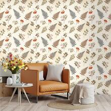 Retro Warm-Toned Botanical Leaf PVC Wall Sticker, Minimalist Wabi-Sabi Style Home Wall Decor - 60042+XHQZ - View 2