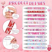 1-20支装可爱粉色爱心蝴蝶结护士医生情人节礼物，1.00mm黑色墨水顺滑书写可伸缩笔，适合教师、女孩、学生、办公用品、派对礼品、返校季等场合。 - 按下塑膠筆 - 查看 3
