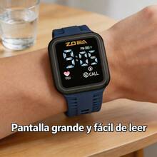 ZOEA Sports Smartwatch With Breathable Perforated Strap + Square Touchscreen + Fitness Style + Daily/Sport Use + Smartwatch - أزرق بحري - مشاهدة 5