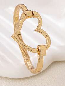 1pc Heart Geometric Open Bangle Bracelet For Women - Silver - View 3