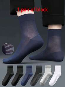 1/5/10/15/20 Pairs Black Thin Crew Socks, Breathable Moisture-Wicking Mesh Socks For Men & Women Plus Size, Suitable For Summer & Autumn - Multicolor - View 10